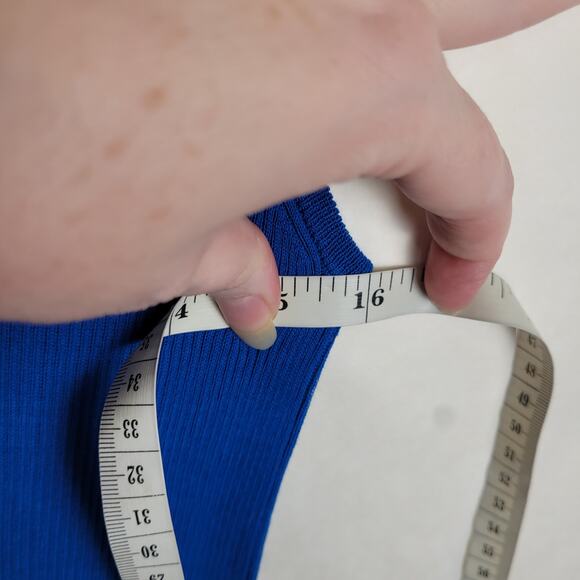 NWT Rochas Paris Blue Ribbed Logo Tank Top Size XL Designer Luxe Minimalist - Picture 12 of 13